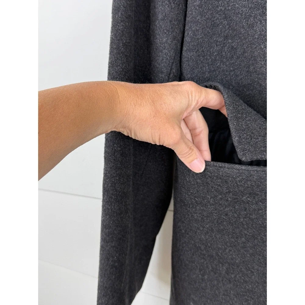 VINTAGE Banana Republic Italian Wool Cashmere Coat Men L Charcoal Car MINIMALIST